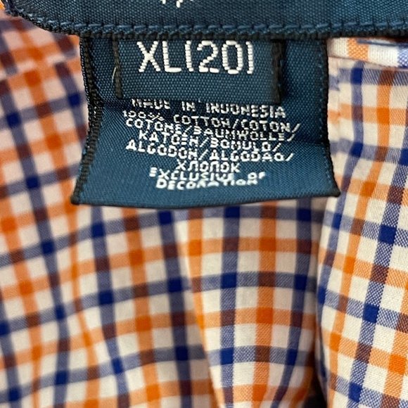 Ralph Lauren Big Boys Button Down Blue Orange Check Long Sleeve Shirt Size XL 20 - Picture 6 of 6
